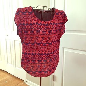 Expresso Patterned Blue and Orange Shirt